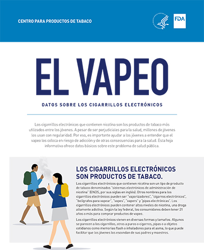 El vapeo: datos sobre los cigarrillos electrónicos hoja informative