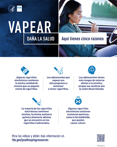 Vaping Harms Your Health flyer (SPANISH)