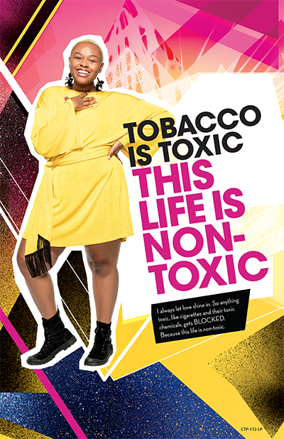 A print asset that communicates toxic chemicals are in cigarettes.